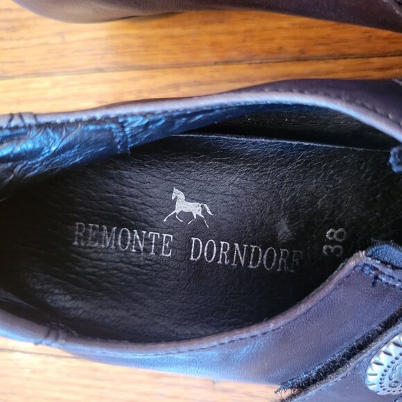 Remonte Dorndorf Brown Leather Shoes 38 Comfort 7 7.5 Ankle Boots Bootie Heels - Picture 4 of 9